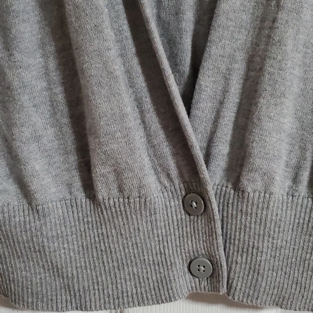 Worthington Gray Open Front Button Cardigan Sweater Cotton Blend Size Large - Picture 3 of 11